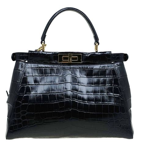 fendi peekaboo bag black|fendi peekaboo crocodile.